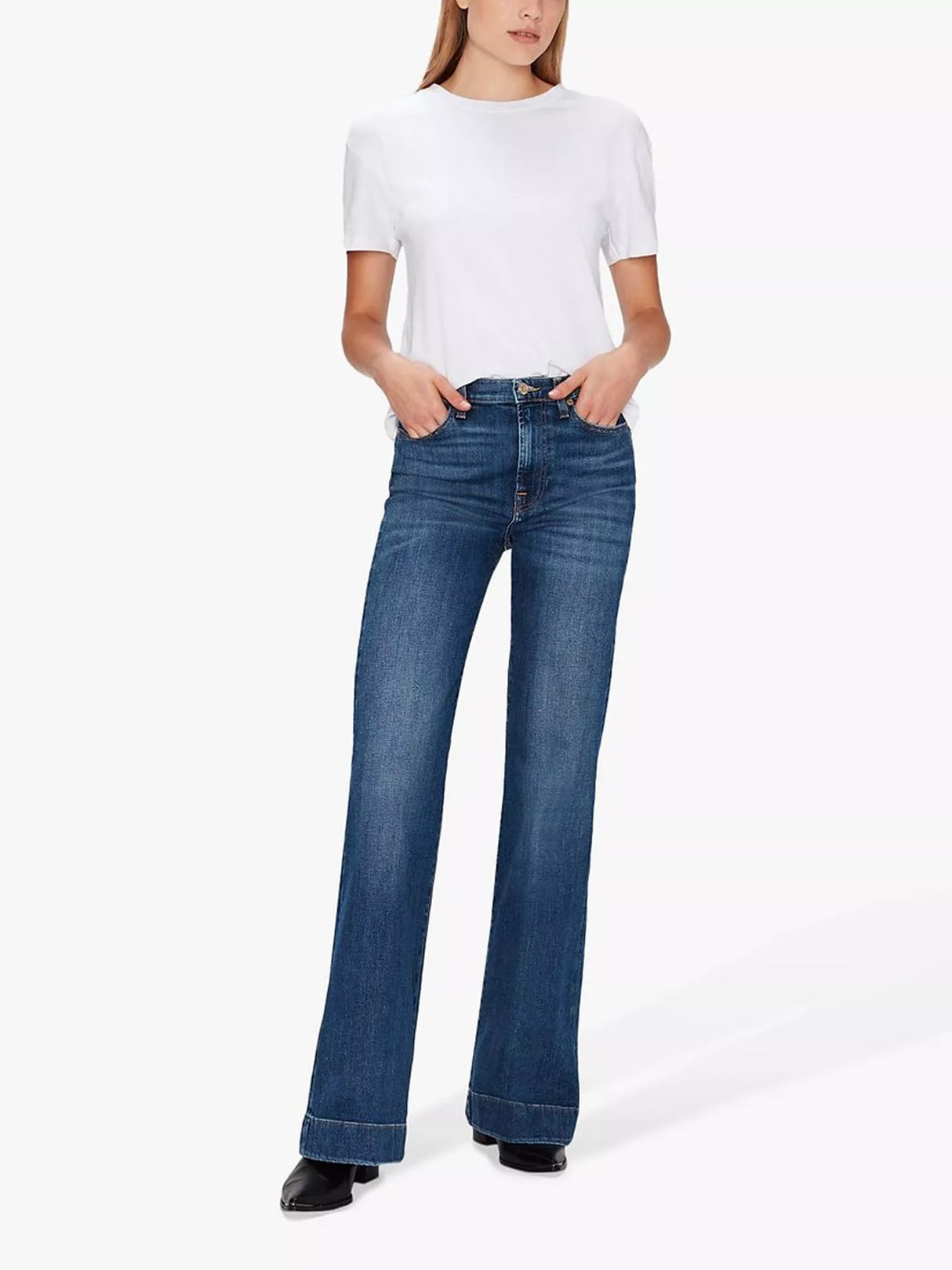 7 For All Mankind Modern Dojo High Rise Flared Jeans - Soho Light - Size 27
