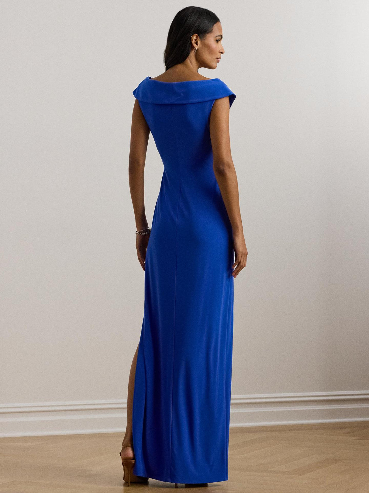 Ralph Lauren Womens Leonidas Twist Jersey Column V-Neck Dress Blue Size 10