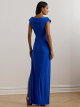 Ralph Lauren Womens Leonidas Twist Jersey Column V-Neck Dress Blue Size 10
