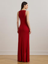 Ralph Lauren Elkanah Clasp Detail Womens Sleeveless Maxi Dress Red - Size 12