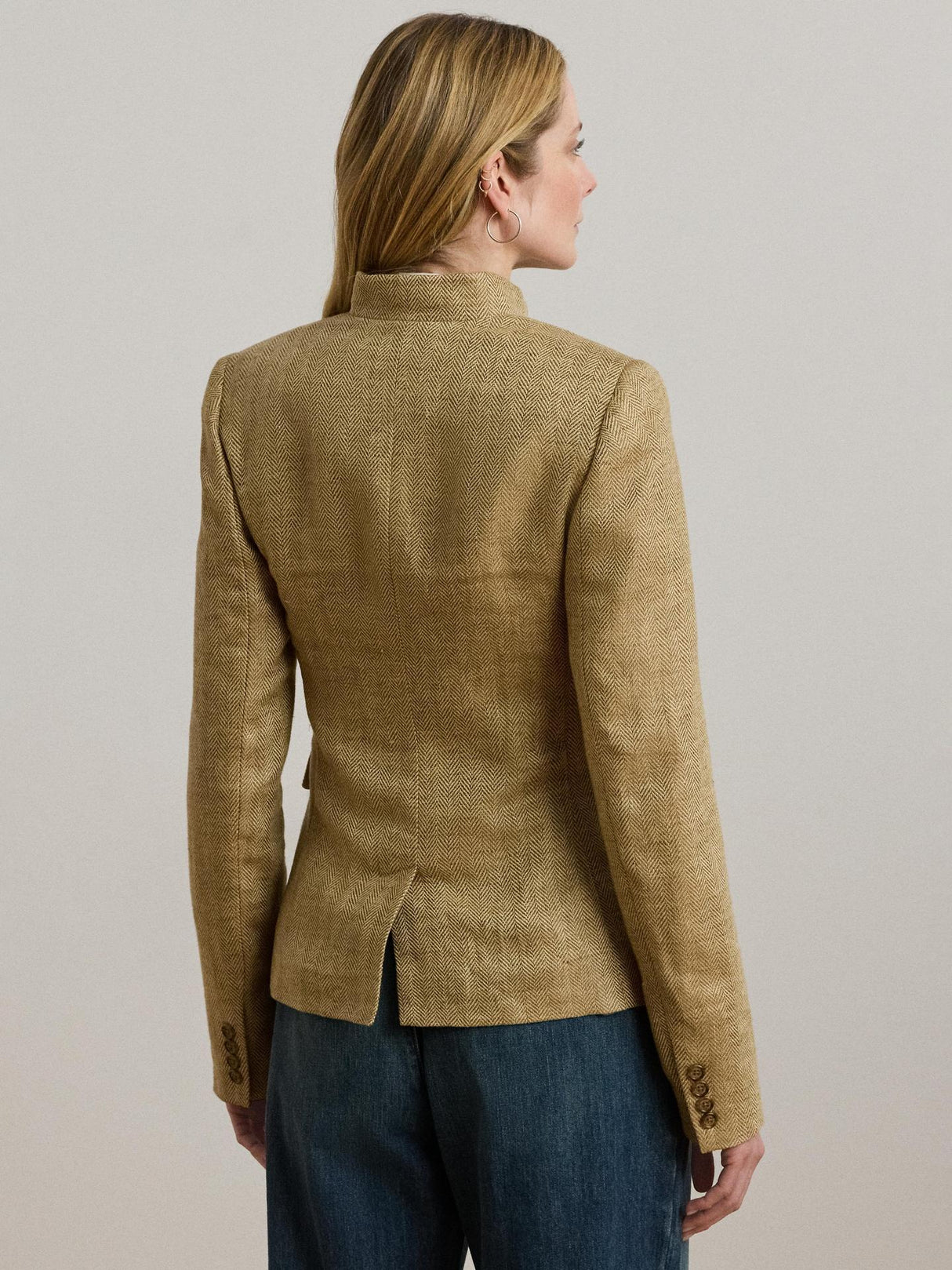 Ralph Lauren Jathnay Herringbone Womens Regular Fit Linen Blazer Brown - 10