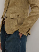 Ralph Lauren Jathnay Herringbone Womens Regular Fit Linen Blazer Brown - 10