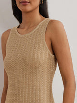 Ralph Lauren Womens Naylin Shimmer Pointelle Linen Rich Dress Sand - Size M