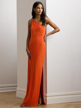 Ralph Lauren Belina Asymmetric One Shoulder Maxi Dress - Orange - UK10