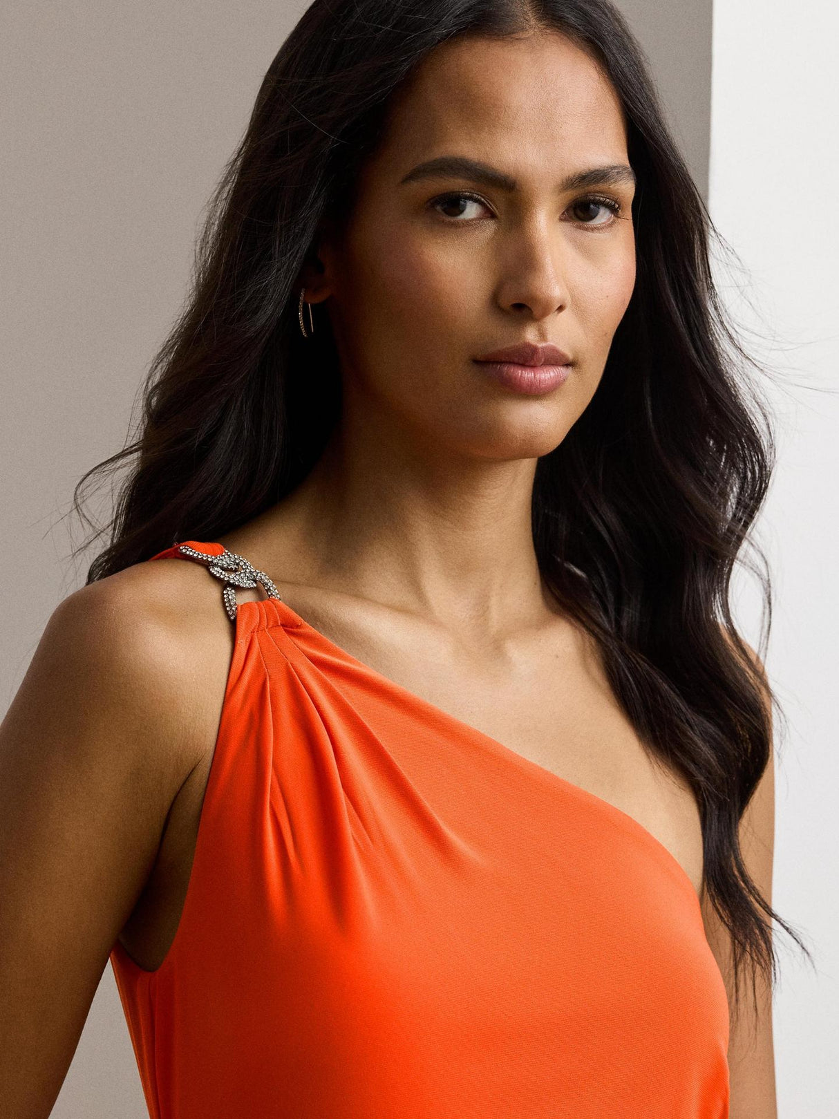 Ralph Lauren Belina Asymmetric One Shoulder Maxi Dress - Orange - UK10