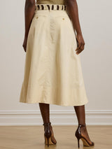 Ralph Lauren Gilchrist A Line Button Front Midi Skirt - Ivory Beige - UK 12