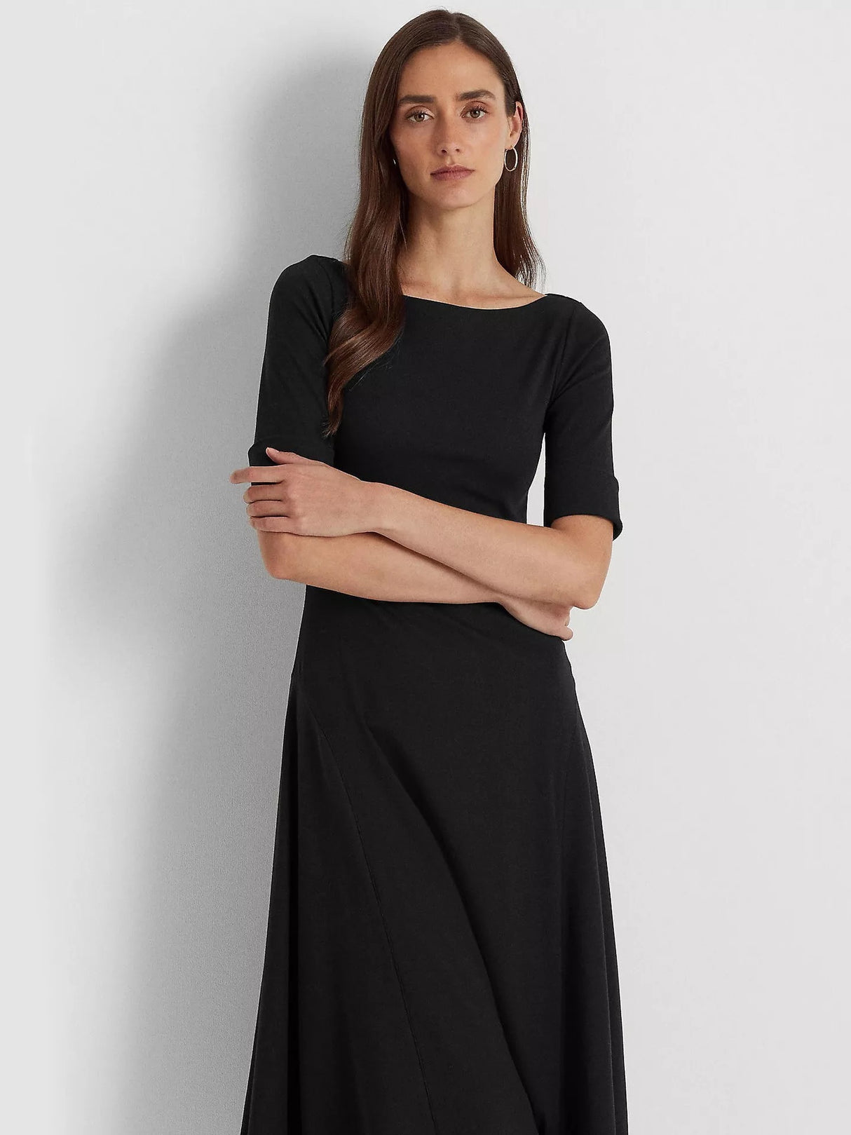 Ralph Lauren Munzie Fit & Flare Soft Stretch Cotton Dress - Black - Size S