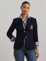Ralph Lauren Women's Anfisa Patch Jacquard Cotton Blazer - Navy Blue - XS