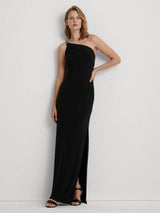 Ralph Lauren Womens Belina Asymmetric Polyester Maxi Dress - Black - Size 12