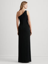 Ralph Lauren Womens Belina Asymmetric Polyester Maxi Dress - Black - Size 12