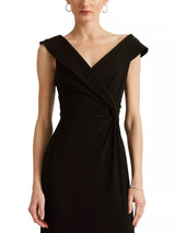 Ralph Lauren Leonidas Floor Length Column Womens Gown Dress Black - Size 12