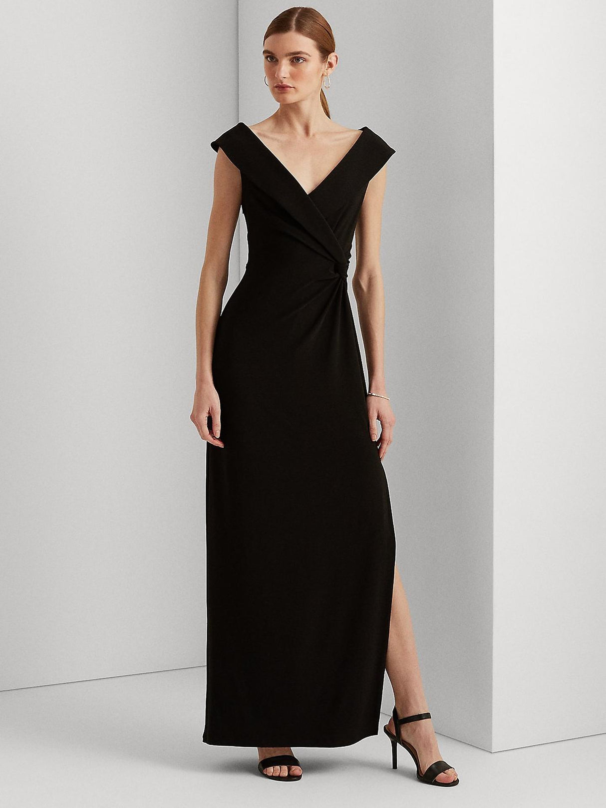 Ralph Lauren Leonidas Floor Length Women's Column Gown Dress UK 16 - Black