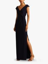 Ralph Lauren Leonidas Floor Length Column Gown Lighthouse Navy - Size 18