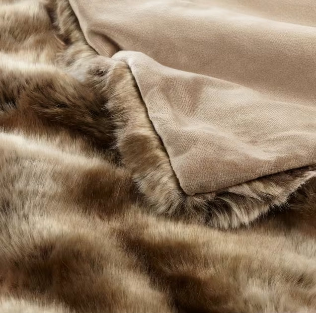 John Lewis Soft Luxury Decorative Faux Fur Throw 150 x 200cm - Golden Brown