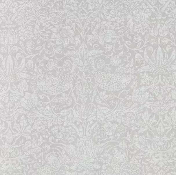 Morris & Co. Strawberry Thief Lined Pencil Pleat Curtains 228 x 228cm - Dove