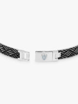 Hoxton London Men's Woven Pattern Oxidised Bar Link Bracelet Sterling Silver