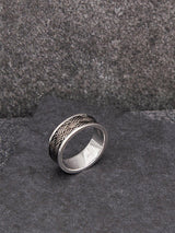 Hoxton London Men's Bamboo Oxidised 9.5g Ring Solid Sterling Silver Size T