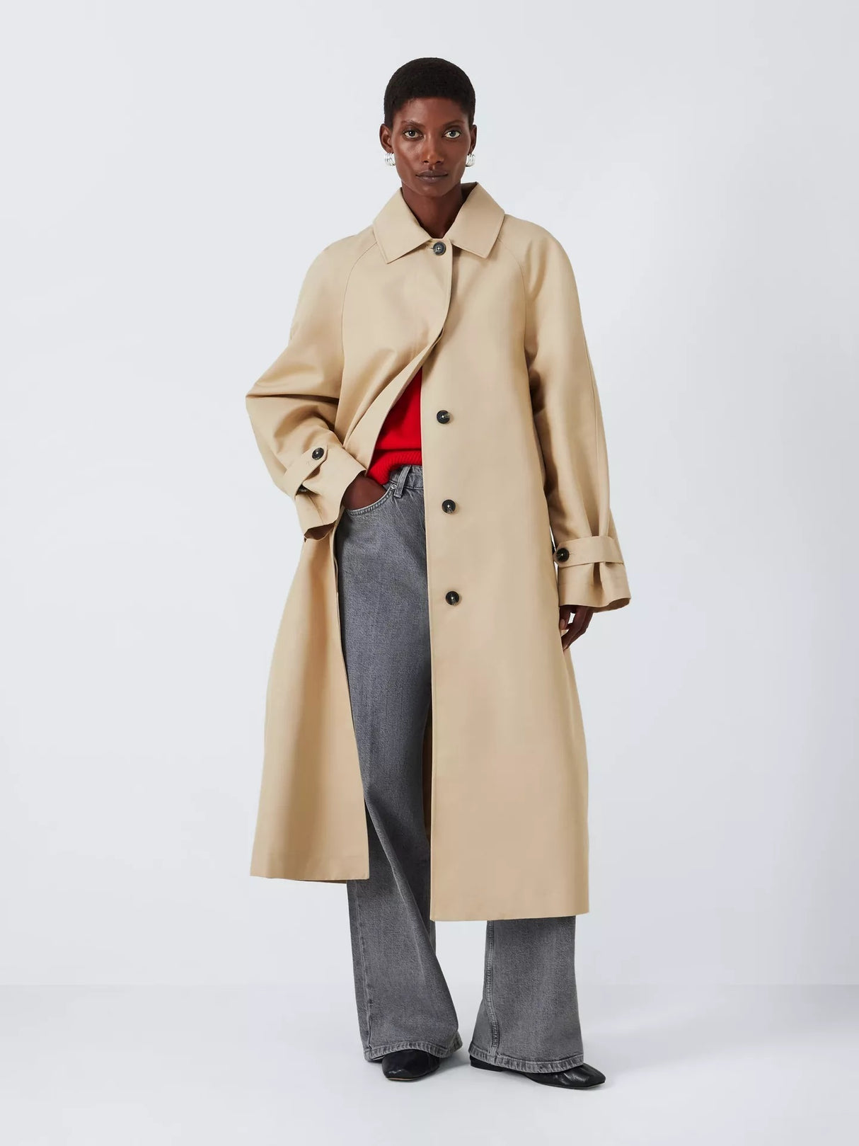 John Lewis Women's Classic Knee Length Button Car Coat - Natural - Size 20
