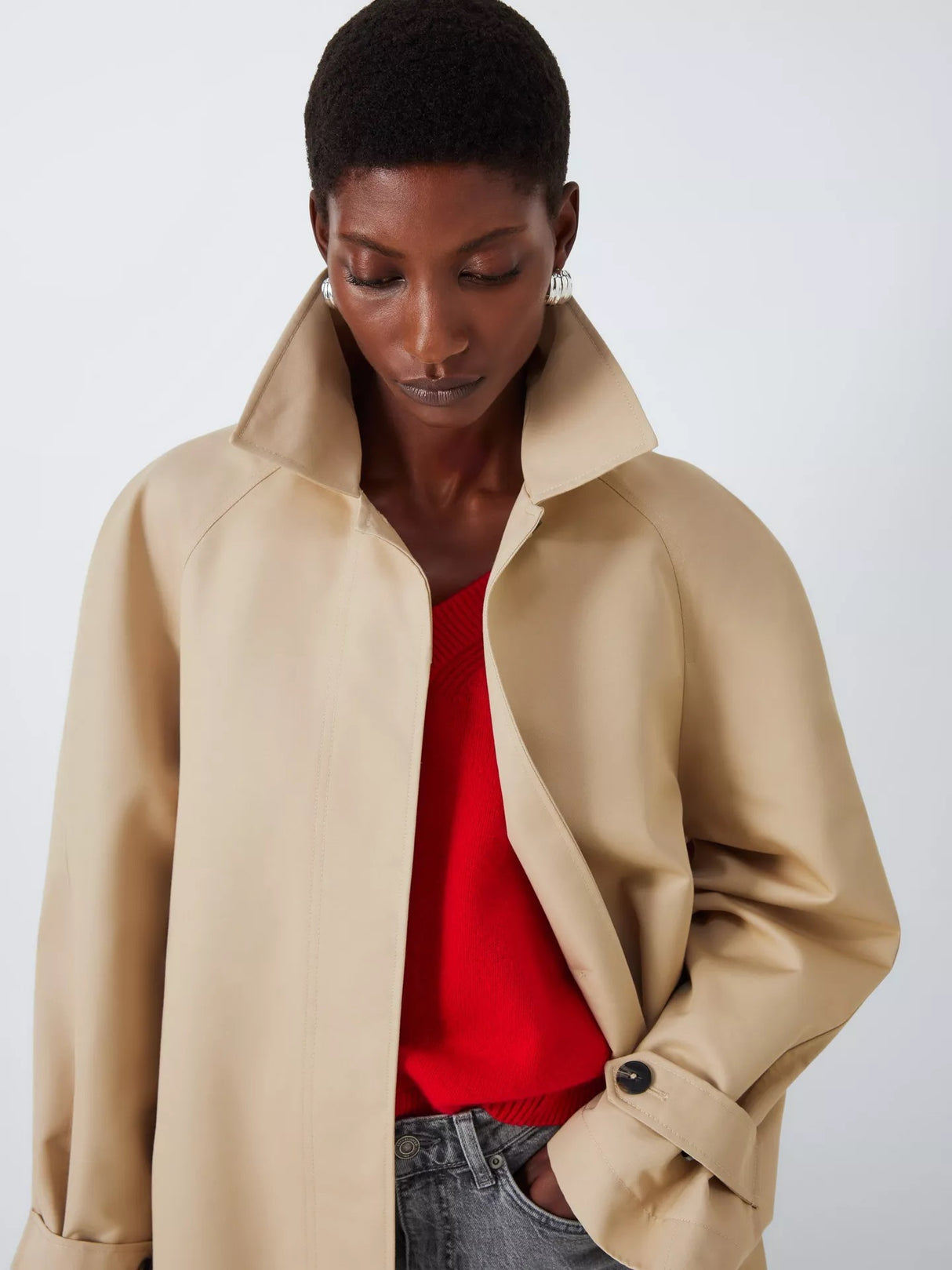 John Lewis Women's Classic Knee Length Button Car Coat - Natural - Size 20