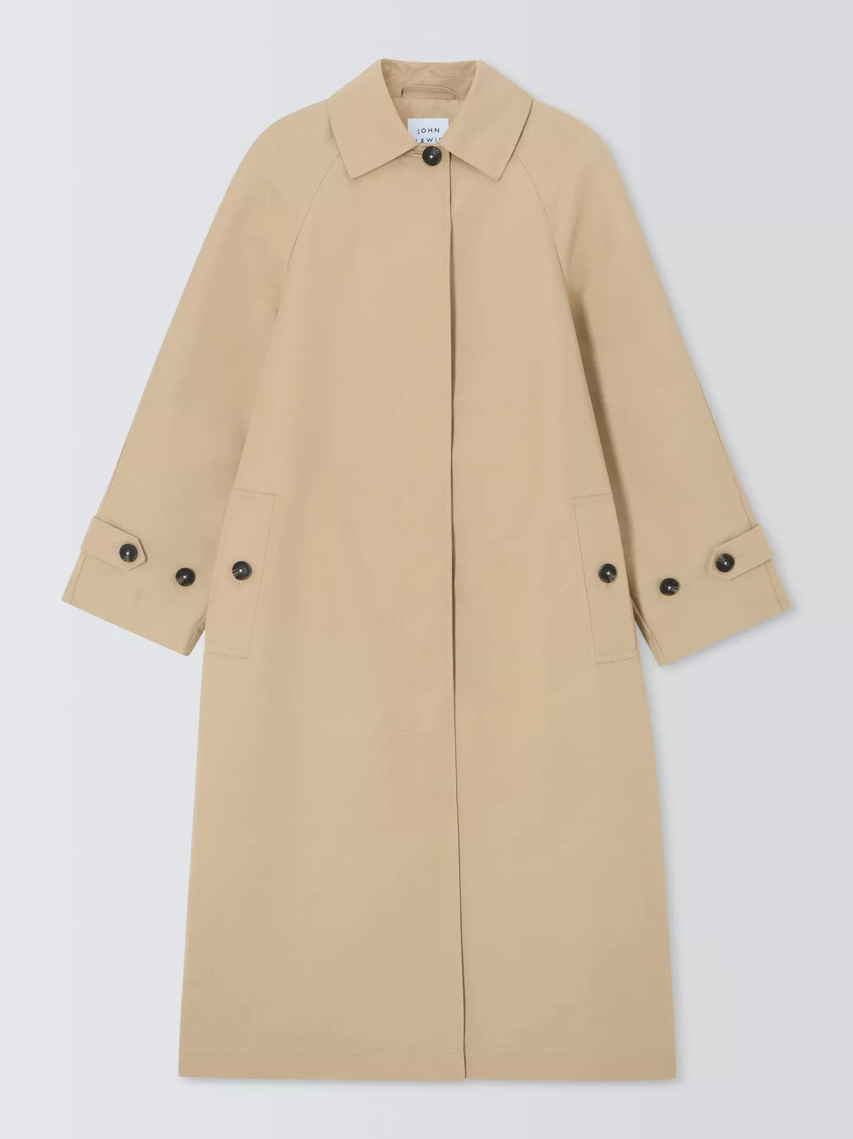 John Lewis Women's Classic Knee Length Button Car Coat - Natural - Size 20