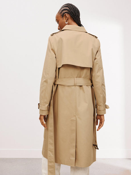 John Lewis Women's Machine Washable Long Trench Coat - Stone - Size 8