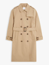 John Lewis Women's Machine Washable Long Trench Coat - Stone - Size 8