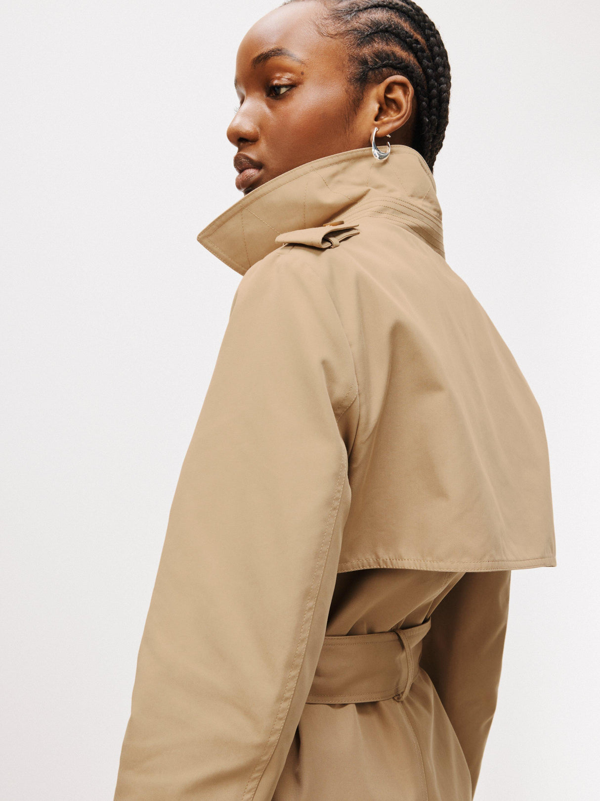 John Lewis Women's Machine Washable Long Trench Coat - Stone - Size 8