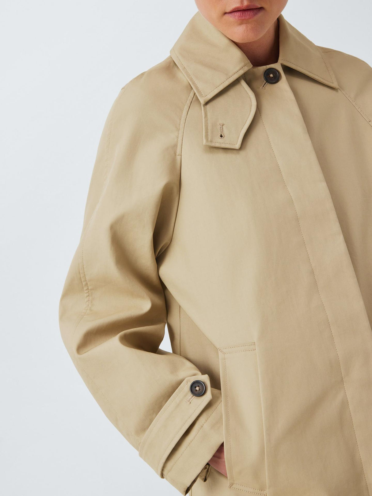 John Lewis Womens Shower Resistant Regular Fit Cotton Mac Natural - Size 20