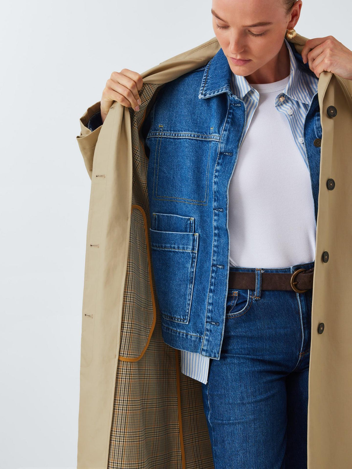 John Lewis Womens Shower Resistant Regular Fit Cotton Mac Natural - Size 20