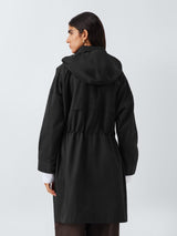 John Lewis Womens Regular Fit Cotton Blend Hooded Parka Coat - Size 16 Black