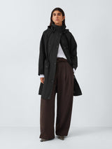 John Lewis Womens Regular Fit Cotton Blend Hooded Parka Coat - Size 16 Black