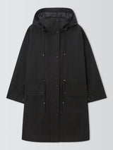 John Lewis Womens Regular Fit Cotton Blend Hooded Parka Coat - Size 16 Black