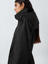 John Lewis Womens Regular Fit Cotton Blend Hooded Parka Coat - Size 16 Black
