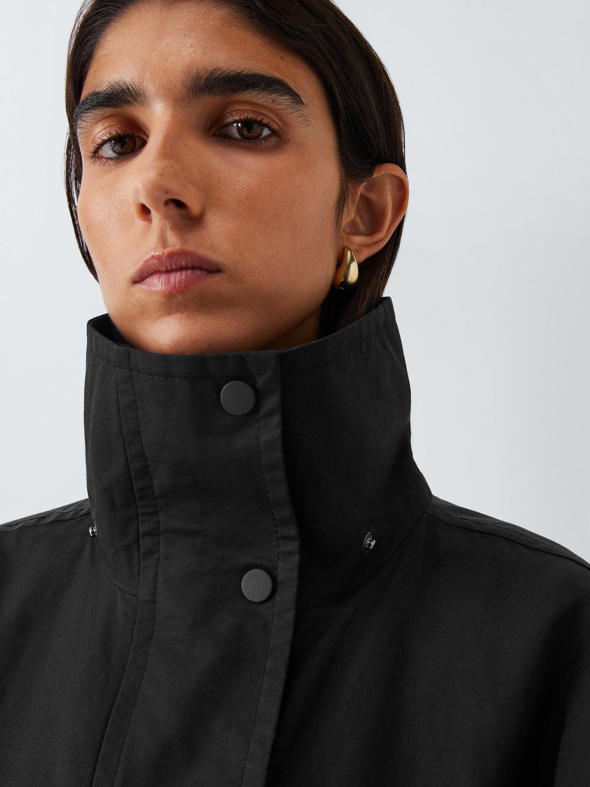 John Lewis Womens Regular Fit Cotton Blend Hooded Parka Coat - Size 16 Black