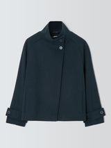 John Lewis Womens Short Funnel Neck Regular Fit Wool Blend Jacket Navy - 14