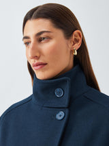 John Lewis Womens Short Funnel Neck Regular Fit Wool Blend Jacket Navy - 14