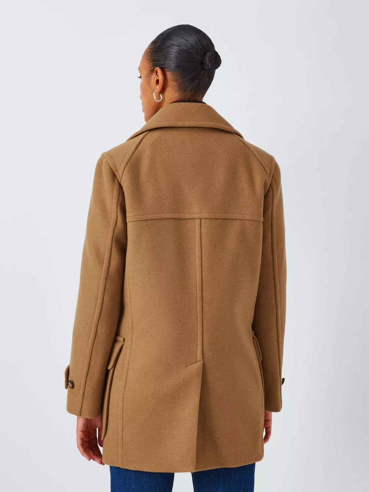 John Lewis Women's Double Breasted Wool Blend Peacoat - Size 12 - Camel - Kazoop 