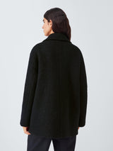 John Lewis Womens Double Breasted Boucle Plain Wool Coat Black - Size 20