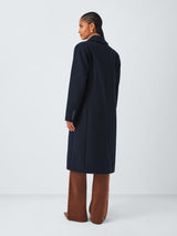 John Lewis Womens Single Breasted Regular Fit Wool Blend Coat Navy - Size 14