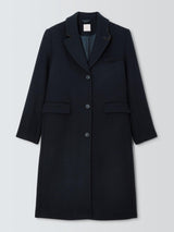 John Lewis Womens Single Breasted Regular Fit Wool Blend Coat Navy - Size 14