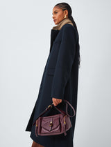 John Lewis Womens Single Breasted Regular Fit Wool Blend Coat Navy - Size 14