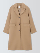 John Lewis Womens Regular Fit Single Breasted Wool Blend Coat - Size 8 Camel