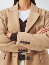 John Lewis Womens Regular Fit Single Breasted Wool Blend Coat - Size 8 Camel