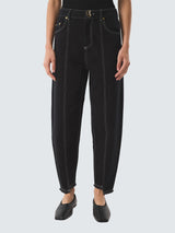 AKYN Sol Womens Cotton High-Rise Regular Length Tapered Jeans Black Size 12