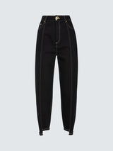 AKYN Sol Womens Cotton High-Rise Regular Length Tapered Jeans Black Size 12