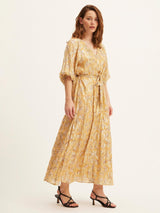 SUMMERY Women's Copenhagen V-Neck Noor Button Midi Dress - Cornsilk - XL