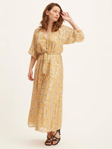 SUMMERY Women's Copenhagen V-Neck Noor Button Midi Dress - Cornsilk - XL