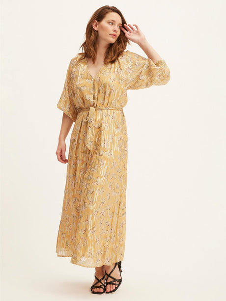 SUMMERY Women's Copenhagen V-Neck Noor Button Midi Dress - Cornsilk - XL