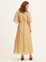 SUMMERY Women's Copenhagen V-Neck Noor Button Midi Dress - Cornsilk - XL