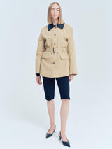 Selected Dua Womens Regular Fit Belted Barn Cotton Jacket Beige - Size 38